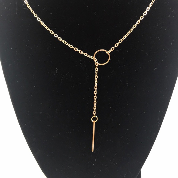 Gold color lariat bar necklace.  NWOT - Picture 2 of 2